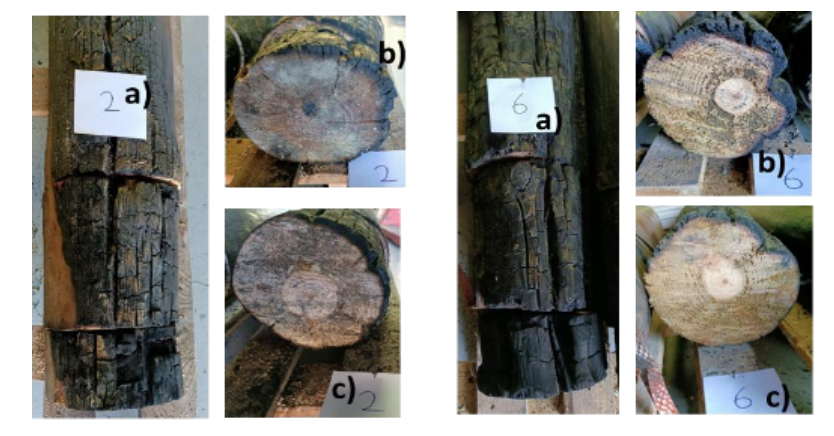  Postes 2 e 6 - ensaiados sem proteção ao fogo
