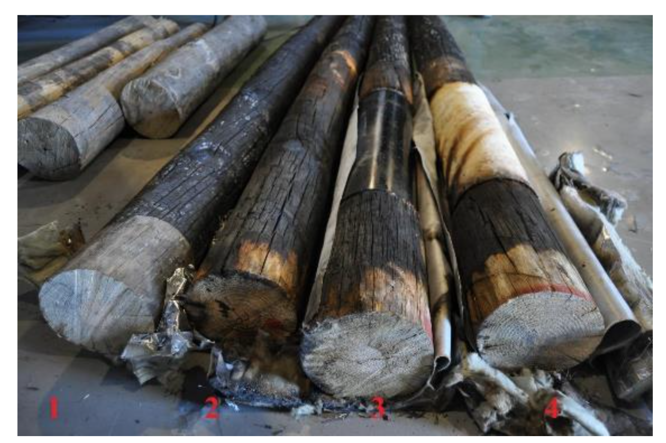 Provetes após ensaio, provete 1(esquerda) a 4 (direita)